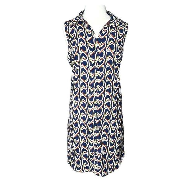 Cabi Amour Heart Print Button Up Sleeveless Shirt Dress - Picture 5 of 8